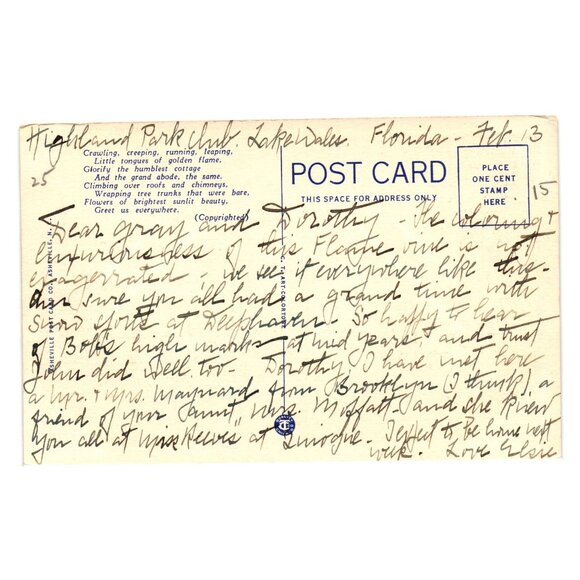 Flame Vine Bignonia Venusta Vintage Postcard Florida Landscape Scene Roadside - Picture 2 of 2